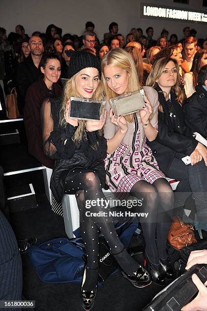 Chelsea Layland and Marissa Montgomery attends the Issa London show during London Fashion Week Fall/Winter 2013/14 at Somerset House on February 16,...