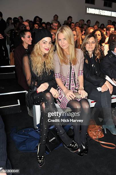 Chelsea Layland and Marissa Montgomery attends the Issa London show during London Fashion Week Fall/Winter 2013/14 at Somerset House on February 16,...