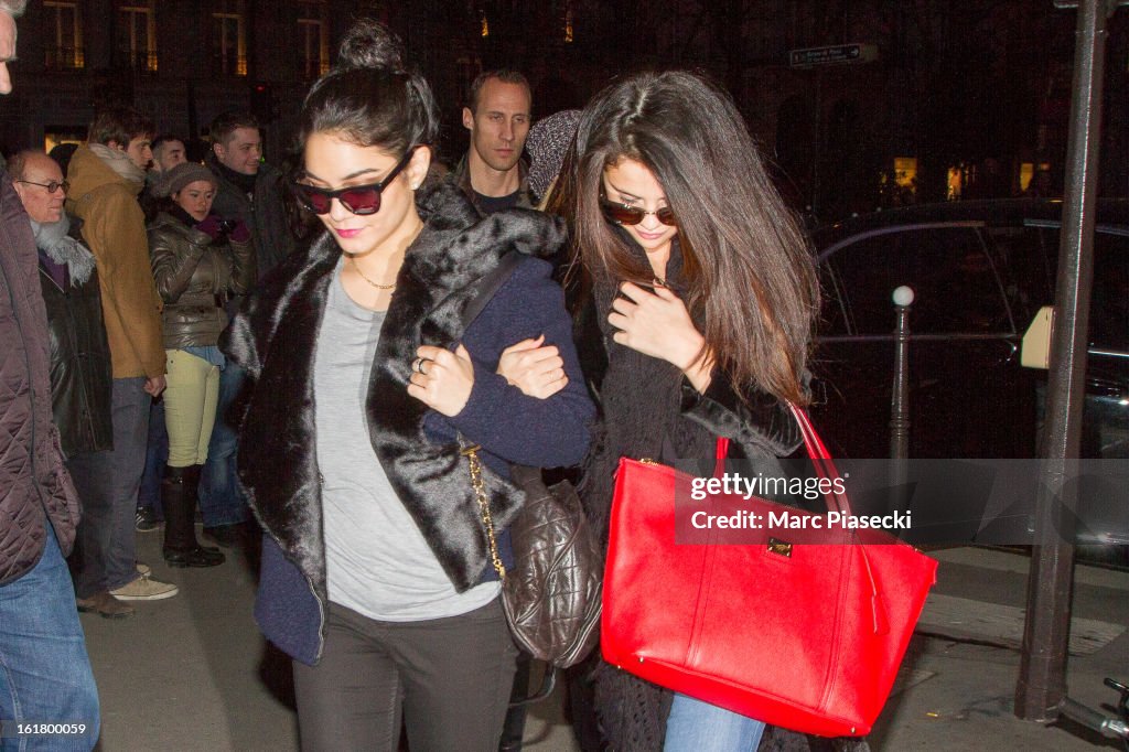 Selena Gomez, Vanessa Hudgens & Ashley Benson Sighting In Paris - February 16, 2013