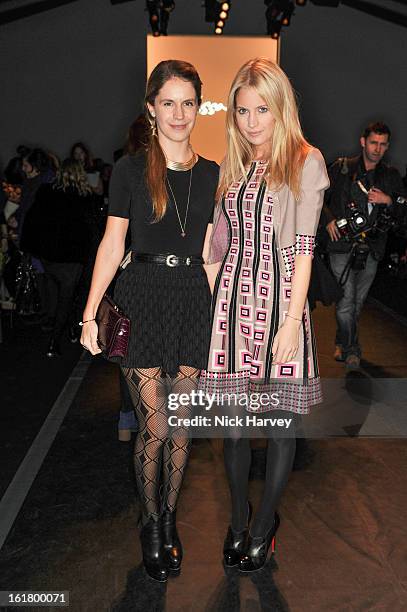 Eugenie Niarchos and Marissa Montgomery attend the Issa London show during London Fashion Week Fall/Winter 2013/14 at Somerset House on February 16,...