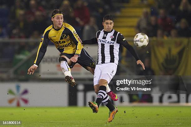 Nemanja Gudelj of NAC Breda, Everton Ramos da Silva of Heracles Almelo during the Dutch Eredivisie match between NAC Breda and Heracles Almelo at the...