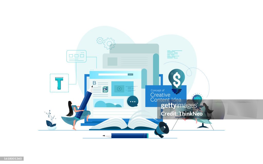 Creative Content Creating Creative Content Creation Of Web Design For Site High-Res Vector ...