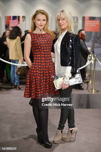 Amber Artherton and Olivia Buckingham attend the Issa London show during London Fashion Week Fall/Winter 2013/14 at Somerset House on February 16,...