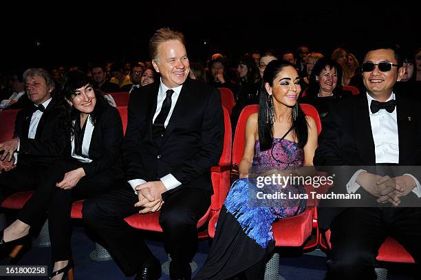 Jury members Andreas Dresen, Athina Rachel Tsangari, Tim Robbins, Shirin Neshat and Wong Kar Wai attend the Closing Ceremony during the 63rd...