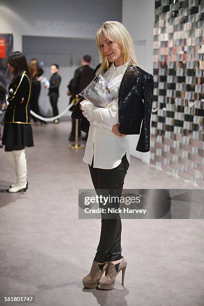 Olivia Buckingham attends the Issa London show during London Fashion Week Fall/Winter 2013/14 at Somerset House on February 16, 2013 in London,...