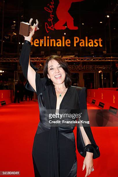 Paulina Garcia holds the Silver Bear for the best actress at the Closing Ceremony Red Carpet Arrivals - BMW At The 63rd Berlinale International Film...