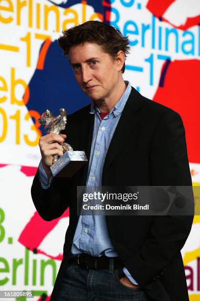 David Gordon Green poses with the award as best director at the Award Winners Press Conference during the 63rd Berlinale International Film Festival...