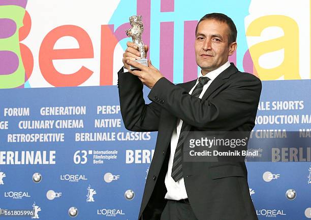 Nazif Mujic with his Silver Bear for the best actor award at the Award Winners Press Conference during the 63rd Berlinale International Film Festival...