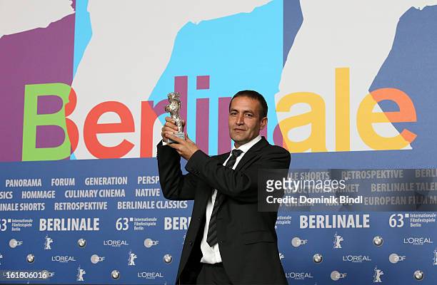 Nazif Mujic with his Silver Bear for the best actor award at the Award Winners Press Conference during the 63rd Berlinale International Film Festival...