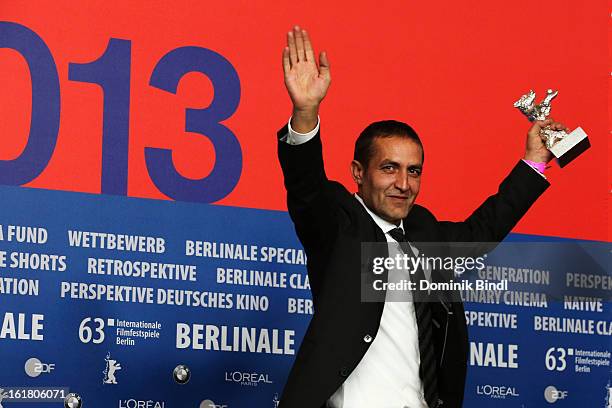 Nazif Mujic with his Silver Bear for the best actor award at the Award Winners Press Conference during the 63rd Berlinale International Film Festival...