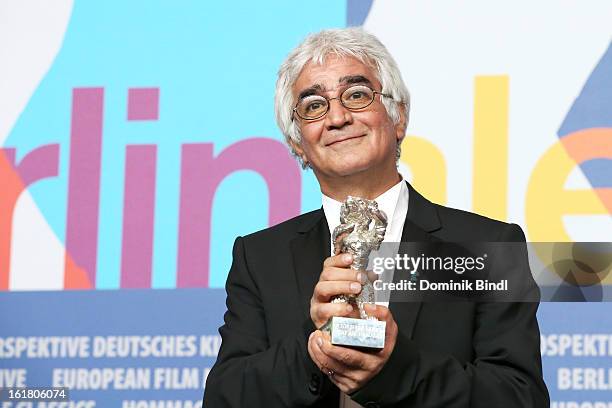 Kamboziya Partovi poses with with the award for Best Script at the Award Winners Press Conference during the 63rd Berlinale International Film...