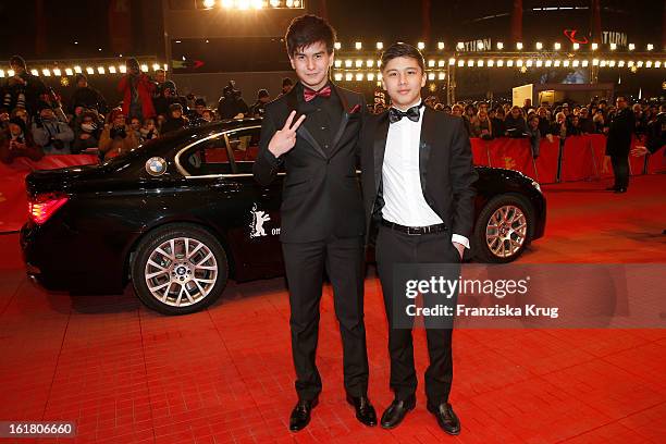 Mukhtar Anadassov and Timur Aidarbekov attend the Closing Ceremony Red Carpet Arrivals - BMW At The 63rd Berlinale International Film Festival at...