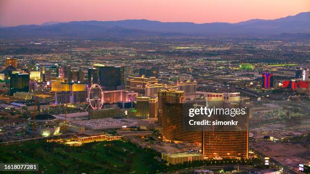 view of hotels in las vegas - las vegas hotel stock pictures, royalty-free photos & images