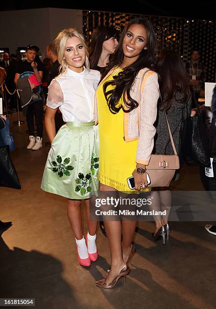 Mollie King and Rochelle Wiseman attend the Issa London show during London Fashion Week Fall/Winter 2013/14 at Somerset House on February 16, 2013 in...