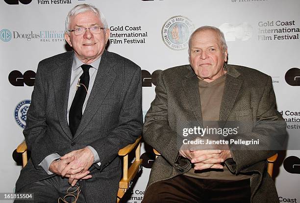 Phil Donahue and Brian Dennehy attend "Dennehy By Donahue" New York Screening at Harbor Links Club and Grill on February 16, 2013 in Port Washington,...