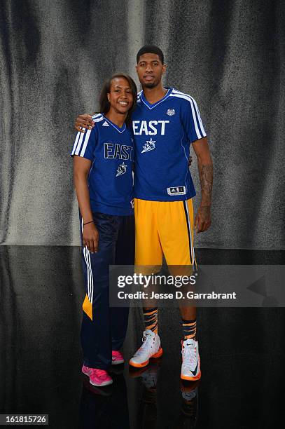 Tamika Catchings and Paul George of Indiana of the poses for a portrait during State Farm All-Star Saturday Night as part of 2013 NBA All-Star...