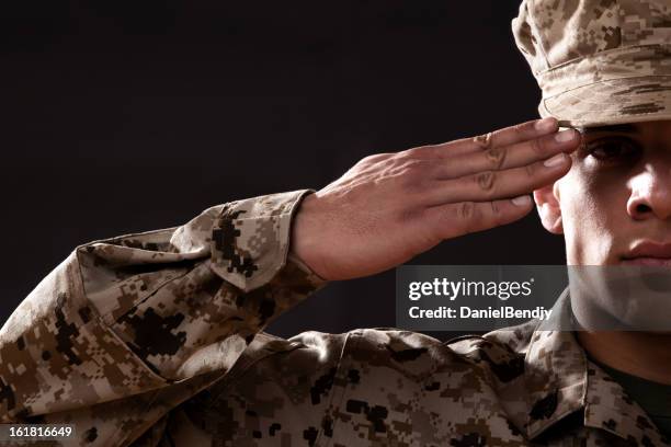 us marine corps solider portrait - us marines uniform stockfoto's en -beelden
