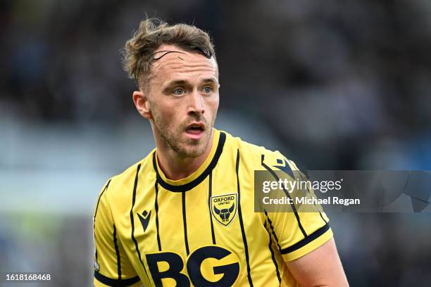 Sam Long of Oxford in action during the Sky Bet League One match between Derby County and Oxford United at Pride Park Stadium on August 15, 2023 in...
