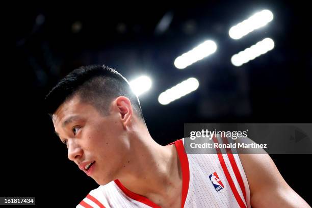 Jeremy Lin of the Houston Rockets competes during the Taco Bell Skills Challenge part of 2013 NBA All-Star Weekend at the Toyota Center on February...