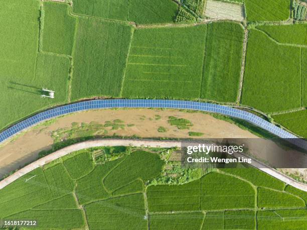 planting land uses solar power to generate electricity - good condition stock pictures, royalty-free photos & images