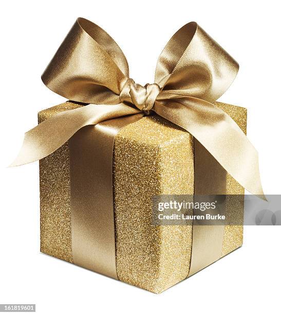 gold luxury gift - geschenkschlaufe stock-fotos und bilder