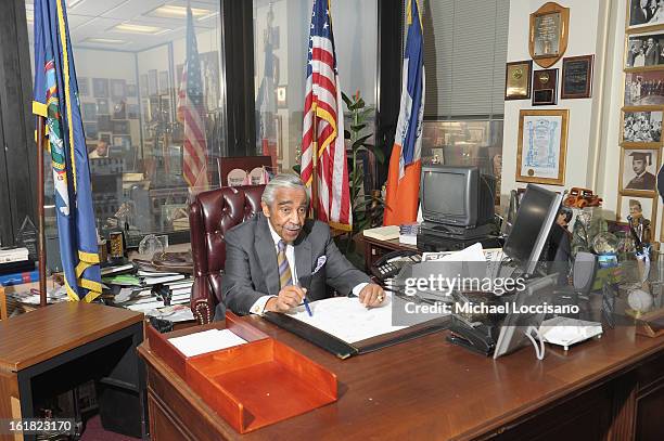 Congressman Charles Rangel poses in his Harlem office for the Resident Magazine Shoot on December 10, 2012 in New York City.