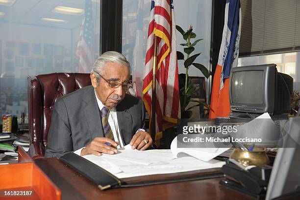 Congressman Charles Rangel poses in his Harlem office for the Resident Magazine Shoot on December 10, 2012 in New York City.