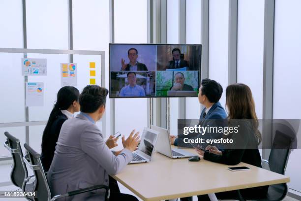 employee are meeting and planning. - employee engagement remote stock pictures, royalty-free photos & images