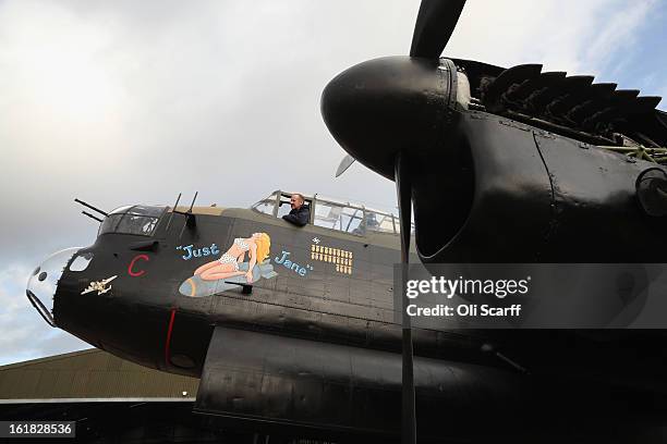 The Lancaster bomber "Just Jane" which is being restored with the aim of getting it airworthy, at Lincolnshire Aviation Heritage Centre, on February...