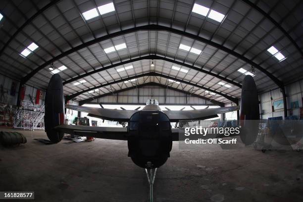 The Lancaster bomber "Just Jane" which is being restored with the aim of getting it airworthy, at Lincolnshire Aviation Heritage Centre, on February...
