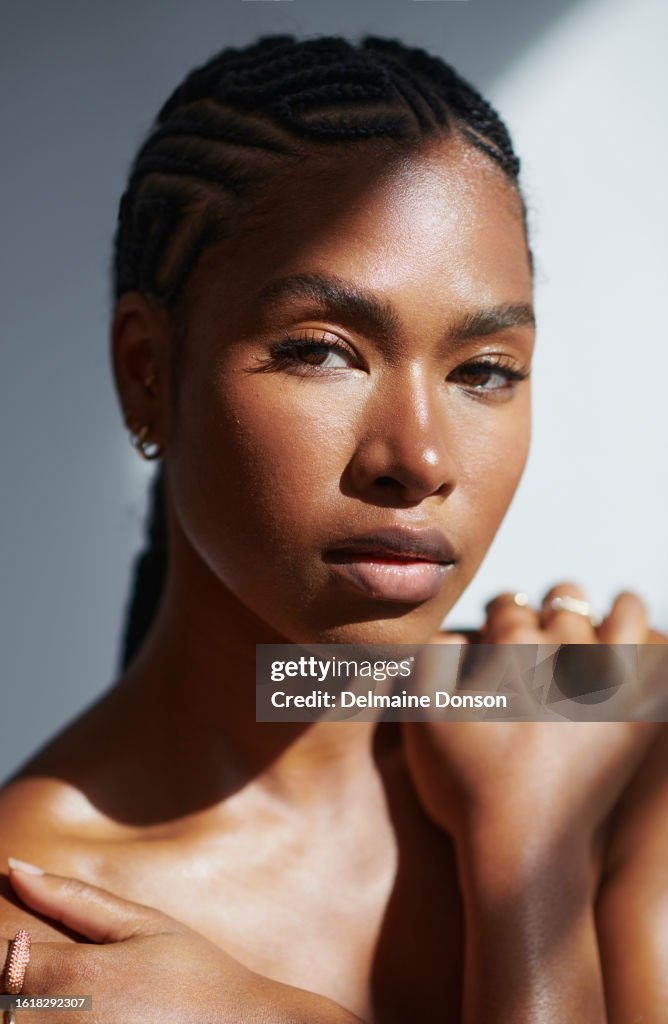 Beautiful brown eyed woman. stock photo