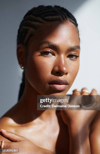 beautiful brown eyed woman. stock photo - black woman beauty treatment stock pictures, royalty-free photos & images