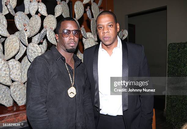 Sean "Diddy" Combs and Jay-Z attend The Two Kings Dinner presented by Sprite at RDG + Bar Annie on February 16, 2013 in Houston, Texas.