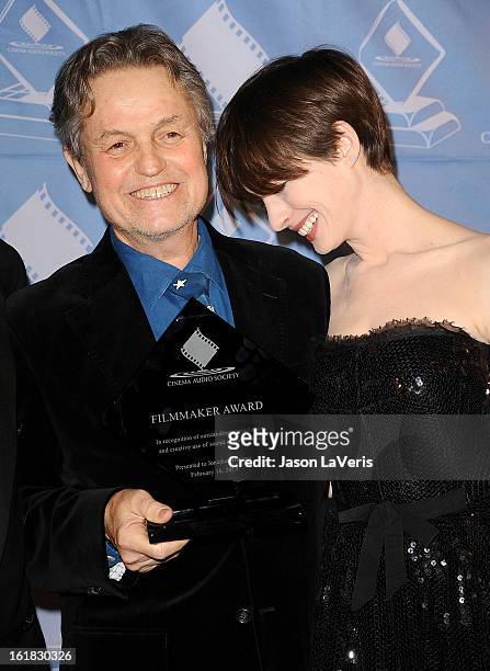 Director Jonathan Demme and actress Anne Hathaway attend the 49th annual Cinema Audio Society Guild Awards at Millennium Biltmore Hotel on February...