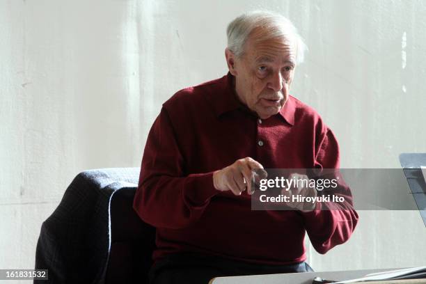 Pierre Boulez rehearsing with the Juilliard Orchestra on January 20, 2008. .