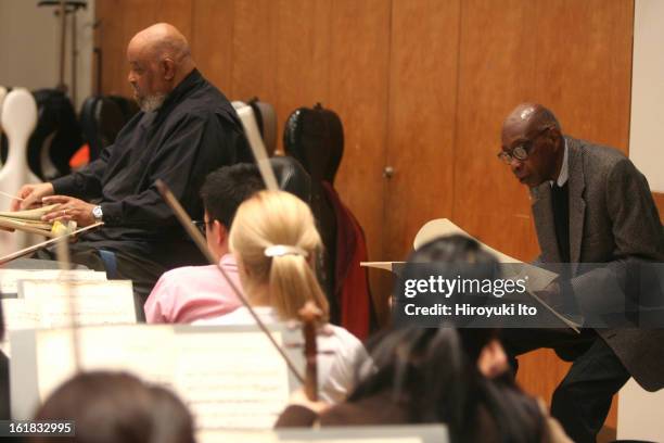 James DePreist rehearsing George Walker's "Sinfonia No. 3" with the Juilliard Orchestra on Thursday morning, December 6, 2007.The composer George...