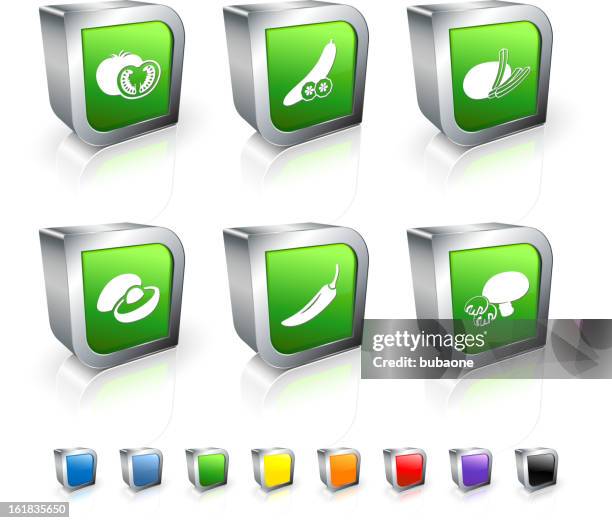 healthy fresh food 3d vector icon set with metal rim - cucumber slices white background stock illustrations