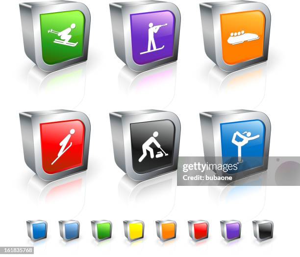 winter sports competition 3d vector icon set with metal rim - luge stock illustrations