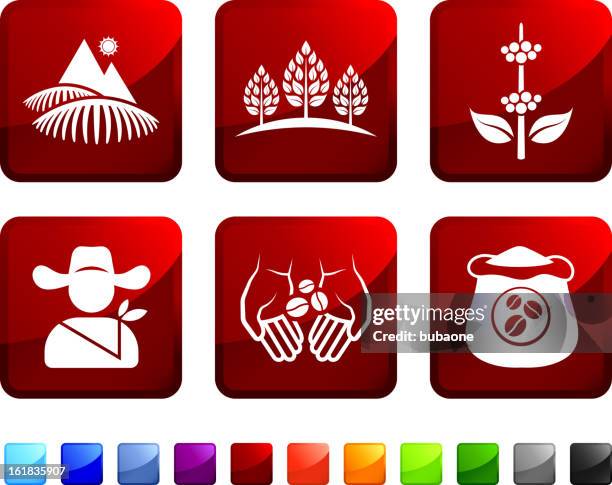 coffee farm vector icon set - coffee farm stock illustrations