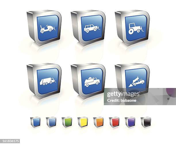 snow plow vehicles 3d vector icon set with metal rim - snow plow stock illustrations
