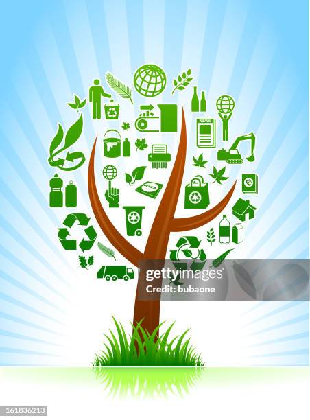 recycle and ecology tree background - bucket truck stock illustrations