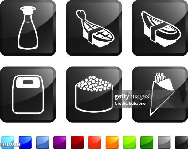 sushi and sashimi royalty free vector icon set - caviar stock illustrations