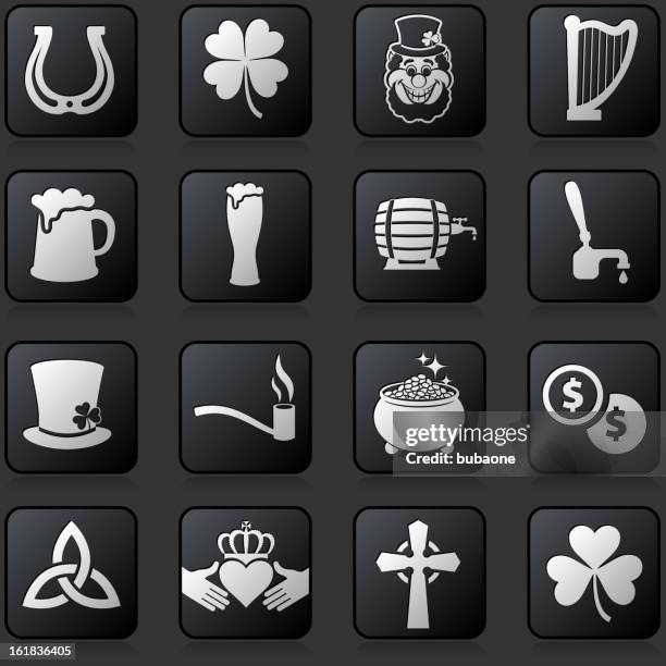 st patrick's day royalty free vector icon set - celtic music stock illustrations