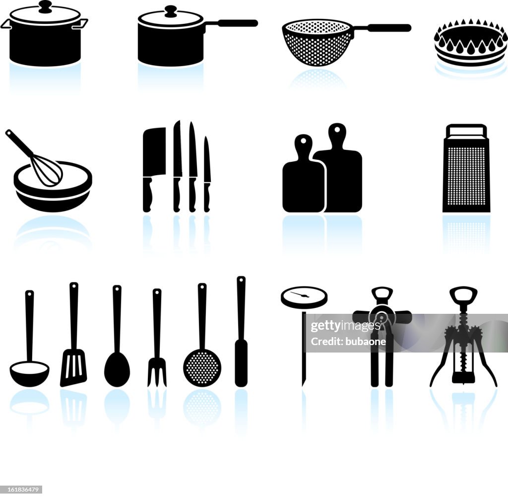 Kitchen Equipment black and white royalty free vector art