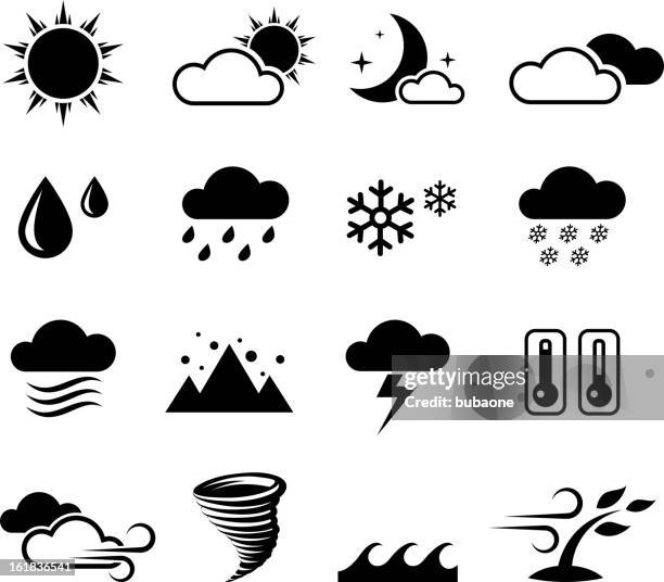 wetter und die jahreszeit & forcast schwarz-weiß-vektor icon-set - hurricanes v heat stock-grafiken, -clipart, -cartoons und -symbole