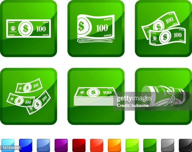 hundred dollar money bills royalty free vector icon set stickers - rubber band stock illustrations