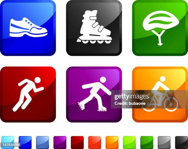 recreational activity royalty free vector icon set - inline skate stock illustrations