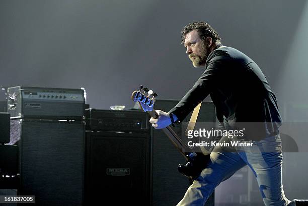 Musician Ben Shepherd of Soundgarden performs at The Wiltern Theater on February 16, 2013 in Los Angeles, California.