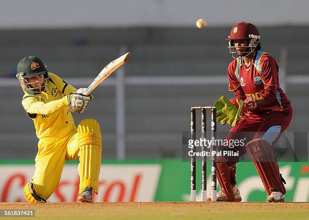 Jodie Fields captain of Australia bats during the final between Australia and West Indies held at the CCI stadium on February 17, 2013 in Mumbai,...