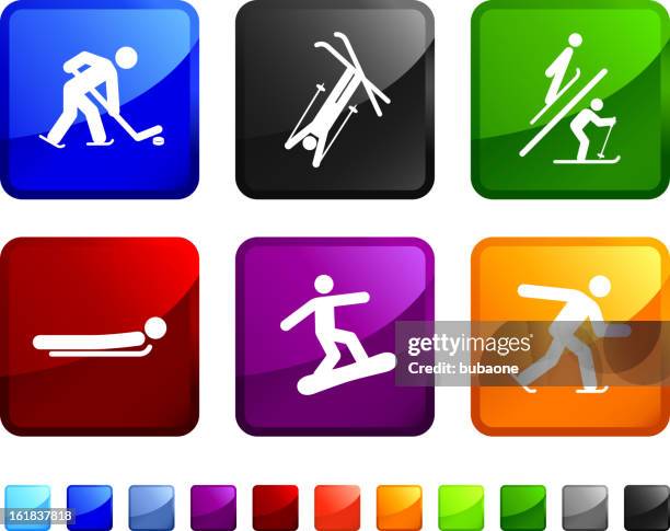 winter sports competition lizenzfreie vektor icon-set - langlaufski stock-grafiken, -clipart, -cartoons und -symbole